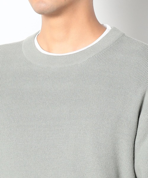 Grand PARK(グランドパーク)の「片畦編みリブクルーネックニット(ニット/セーター・メンズ・ダークブラウン/グリーン/グレー/ホワイト・LARGE/MEDIUM)」の12枚目の写真