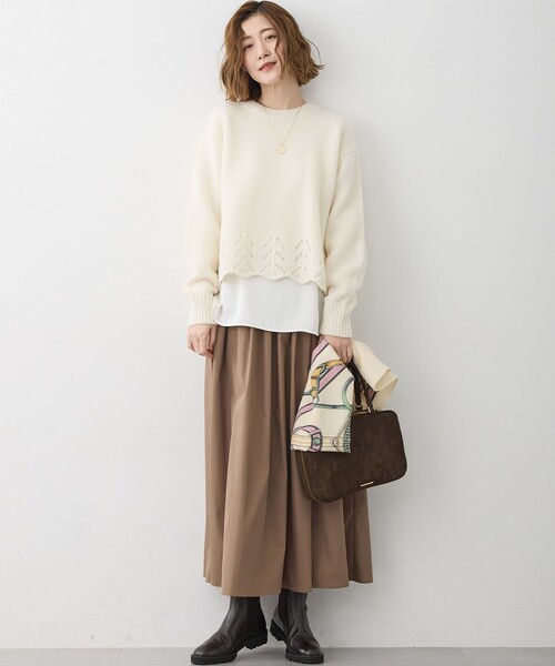 洗える】サテン ロングスリーブ Tシャツ（Tシャツ/カットソー）｜23区