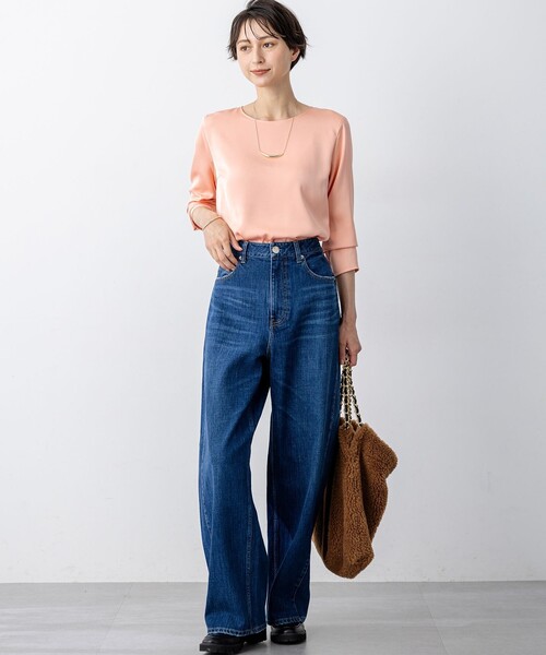 洗える】サテン ロングスリーブ Tシャツ（Tシャツ/カットソー）｜23区