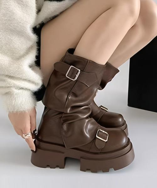 セール】厚底ミドルカバーブーツ（ブーツ）｜yuue' ( wear