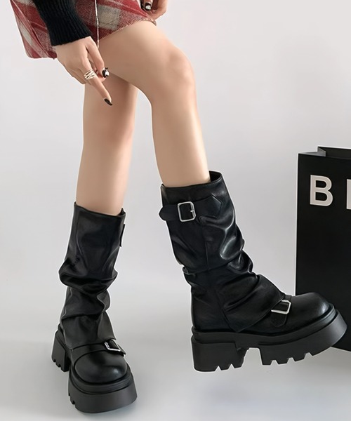 yuue' ( wear )（ユーイ）の「厚底ミドルカバーブーツ（ブーツ・レディース・ブラウン/ブラック・24.5cm/23.5cm）」の5枚目の写真