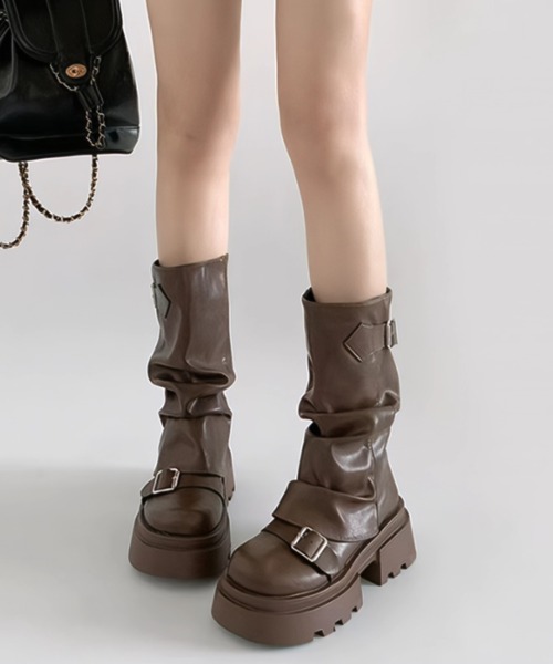 yuue' ( wear )（ユーイ）の「厚底ミドルカバーブーツ（ブーツ・レディース・ブラウン/ブラック・24.5cm/23.5cm）」の9枚目の写真