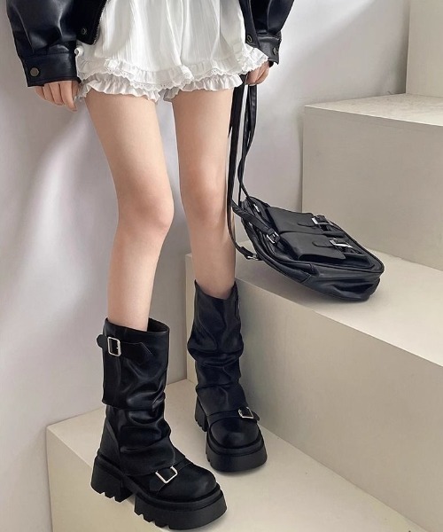 yuue' ( wear )（ユーイ）の「厚底ミドルカバーブーツ（ブーツ・レディース・ブラウン/ブラック・24.5cm/23.5cm）」の6枚目の写真