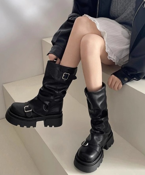 yuue' ( wear )（ユーイ）の「厚底ミドルカバーブーツ（ブーツ・レディース・ブラウン/ブラック・24.5cm/23.5cm）」の7枚目の写真