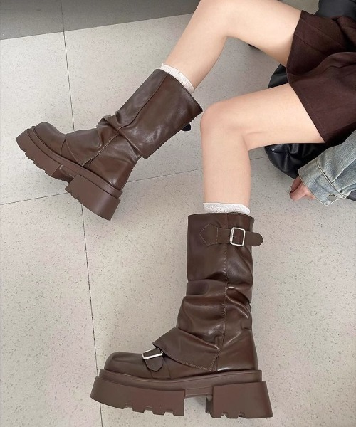 yuue' ( wear )（ユーイ）の「厚底ミドルカバーブーツ（ブーツ・レディース・ブラウン/ブラック・24.5cm/23.5cm）」の10枚目の写真