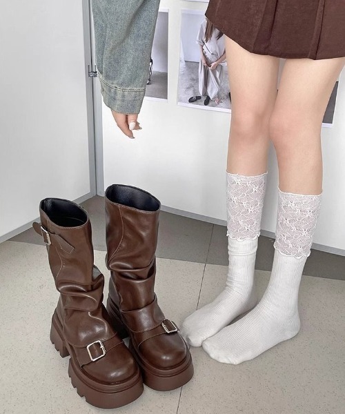 yuue' ( wear )（ユーイ）の「厚底ミドルカバーブーツ（ブーツ・レディース・ブラウン/ブラック・24.5cm/23.5cm）」の11枚目の写真