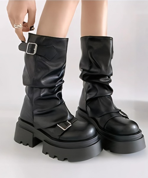 yuue' ( wear )（ユーイ）の「厚底ミドルカバーブーツ（ブーツ・レディース・ブラウン/ブラック・24.5cm/23.5cm）」の3枚目の写真