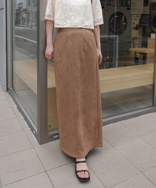 CORNERS（コーナーズ）の「フェイクスエードナロースカート【セットアップ可能】（スカート・レディース・チャコールグレー/ブラウン/キャメル・M）」の12枚目の写真