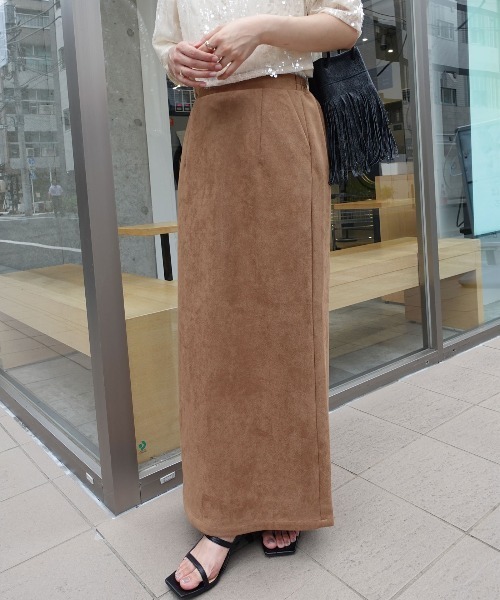 CORNERS（コーナーズ）の「フェイクスエードナロースカート【セットアップ可能】（スカート・レディース・チャコールグレー/ブラウン/キャメル・M）」の15枚目の写真