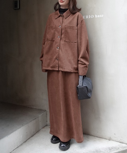 CORNERS（コーナーズ）の「フェイクスエードナロースカート【セットアップ可能】（スカート・レディース・チャコールグレー/ブラウン/キャメル・M）」の7枚目の写真