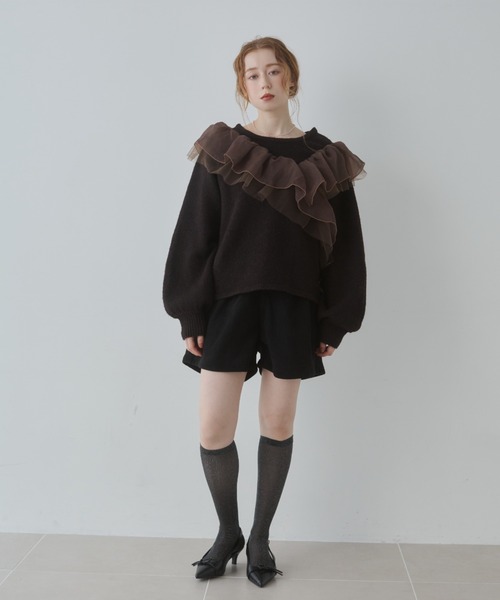 Bab(バブ)の「コーデュロイショートパンツ(その他パンツ・レディース・ブラウン/ブラック・M)」の3枚目の写真