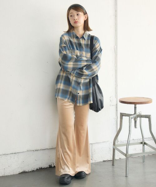 RETRO GIRL（レトロガール）の「チェックBIGシャツ（シャツ/ブラウス・レディース・ブルー系その他2/グレー系その他2/ブラック系その他2/オレンジ系その他2・FREE）」の15枚目の写真