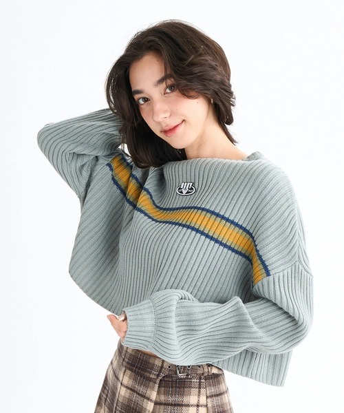 ROXY(ロキシー)の「HORIZON SWEATER /ロキシークロップド丈ドロップショルダーニットトップス(ニット/セーター・レディース・ブラック/ピンク/ブルー・MEDIUM/LARGE)」の3枚目の写真
