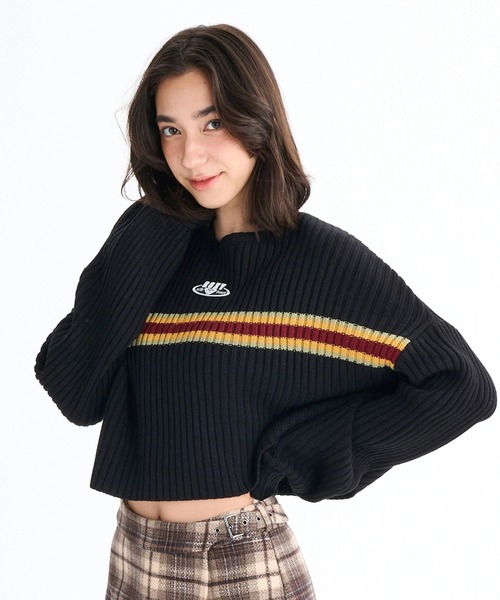 ROXY(ロキシー)の「HORIZON SWEATER /ロキシークロップド丈ドロップショルダーニットトップス(ニット/セーター・レディース・ブラック/ピンク/ブルー・MEDIUM/LARGE)」の2枚目の写真