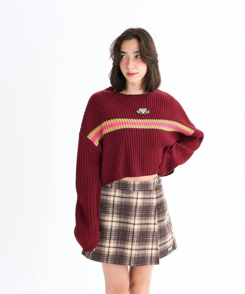 ROXY(ロキシー)の「HORIZON SWEATER /ロキシークロップド丈ドロップショルダーニットトップス(ニット/セーター・レディース・ブラック/ピンク/ブルー・MEDIUM/LARGE)」の4枚目の写真