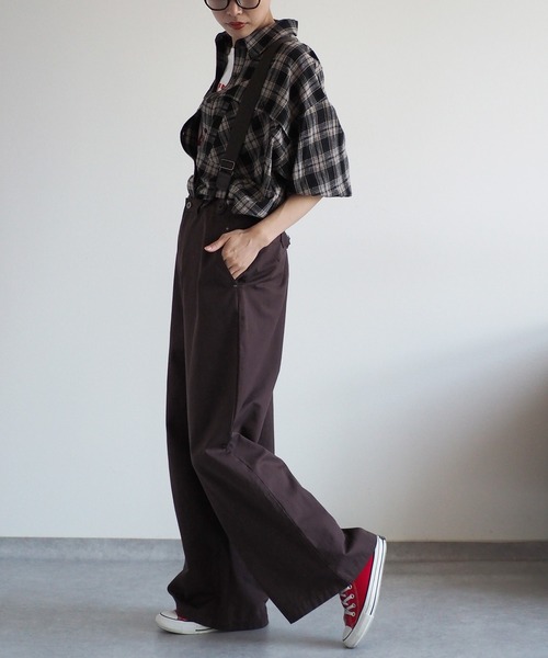 cepo（セポ）の「〈チェック柄トップスをコーデの主役に♪〉ドビーチェックオーバーシャツ（シャツ/ブラウス・レディース・ブラック系1/ブルー系1/ベージュ系1/ブラウン系2/ブラウン系1/レッド系1/ホワイト系1・M）」の22枚目の写真