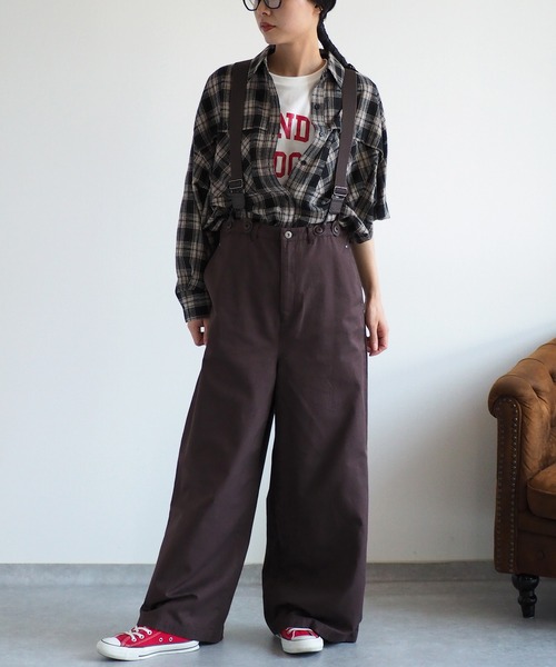 cepo（セポ）の「〈チェック柄トップスをコーデの主役に♪〉ドビーチェックオーバーシャツ（シャツ/ブラウス・レディース・ブラック系1/ブルー系1/ベージュ系1/ブラウン系2/ブラウン系1/レッド系1/ホワイト系1・M）」の21枚目の写真