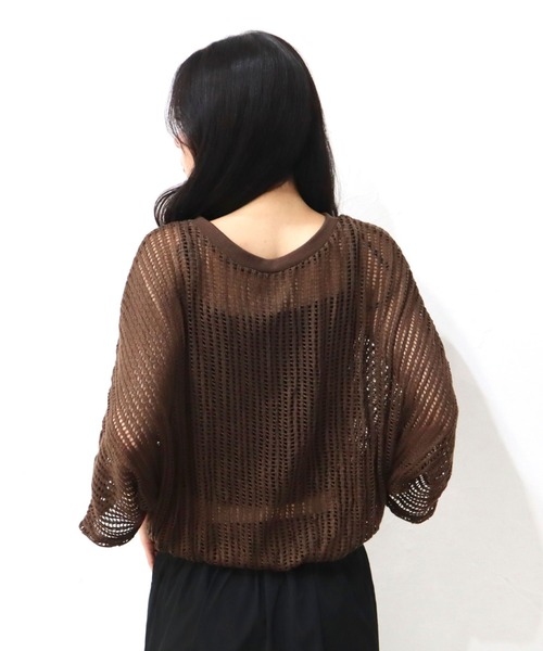 CECIL McBEE（セシルマクビー）の「クロシェ風レースドルマンスリーブプルオーバー（Tシャツ/カットソー・レディース・ブラック/ブラウン・MEDIUM/LARGE）」の8枚目の写真