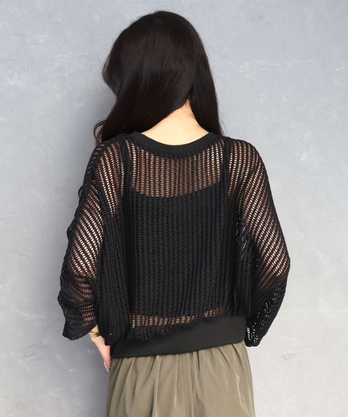 CECIL McBEE（セシルマクビー）の「クロシェ風レースドルマンスリーブプルオーバー（Tシャツ/カットソー・レディース・ブラック/ブラウン・MEDIUM/LARGE）」の12枚目の写真