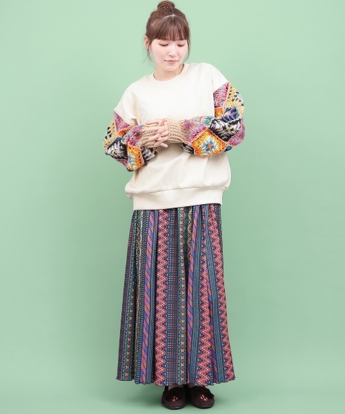 チチカカ（チチカカ）の「Rico スウェットｘハンドクロシェプルオーバー（スウェット・レディース・アイボリー/ブラック・FREE）」の5枚目の写真