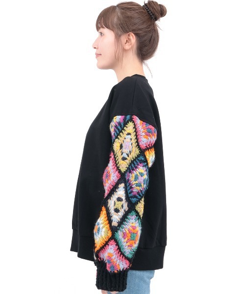 チチカカ（チチカカ）の「Rico スウェットｘハンドクロシェプルオーバー（スウェット・レディース・アイボリー/ブラック・FREE）」の8枚目の写真