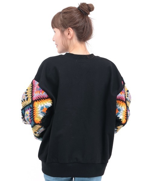 チチカカ（チチカカ）の「Rico スウェットｘハンドクロシェプルオーバー（スウェット・レディース・アイボリー/ブラック・FREE）」の9枚目の写真