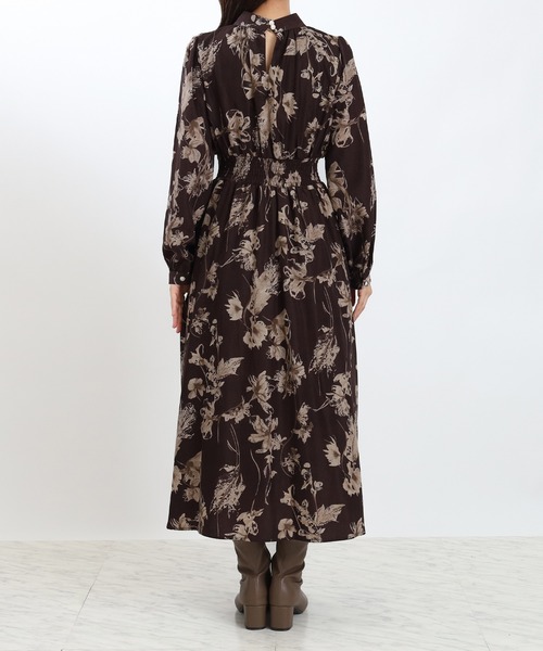 ASTORIA ODIER（アストリアオディール）の「レトロフラワーリボンタイワンピース（ワンピース・レディース・ワイン/ブラウン・SMALL/MEDIUM）」の18枚目の写真