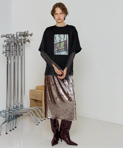 MAISON SPECIAL(メゾンスペシャル)の「Dot Photo Print Satin T-Shirt/ドットフォトプリントサテンTシャツ(Tシャツ/カットソー・レディース・ホワイト/ピンク/ブラック・FREE)」の6枚目の写真