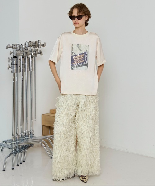 セール】Dot Photo Print Satin T-Shirt/ドットフォトプリントサテンT