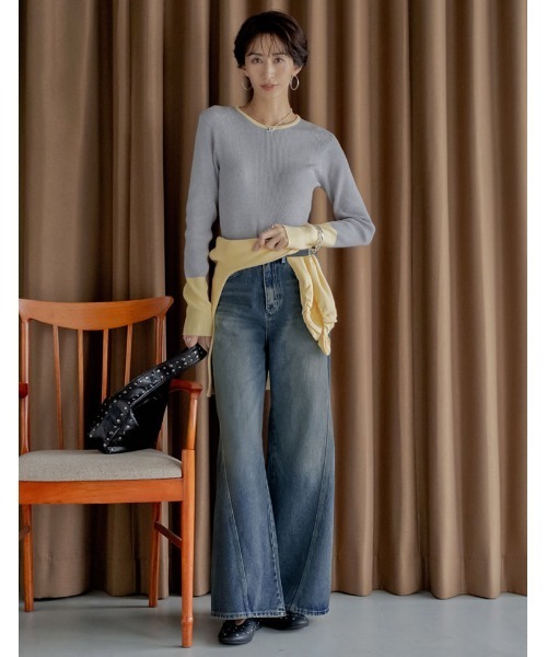 y0025　0808 2025AW COLLECTION][低身長/高身長サイズ有]サイド切り替えコットン