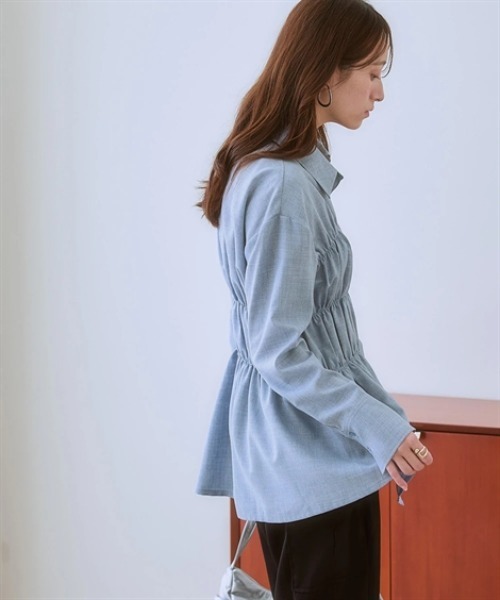 nissen（ニッセン）の「シャーリングデザインシャツチュニック（その他トップス・レディース・ブラック/ブルー/オフホワイト・S/M/L/LL）」の8枚目の写真