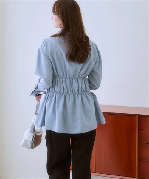 nissen（ニッセン）の「シャーリングデザインシャツチュニック（その他トップス・レディース・ブラック/ブルー/オフホワイト・S/M/L/LL）」の9枚目の写真