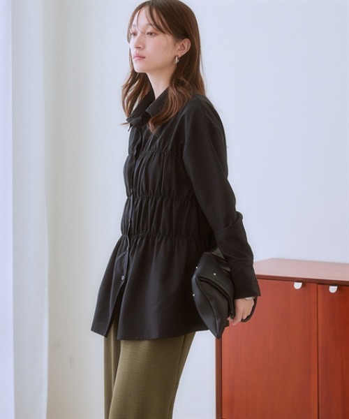 nissen（ニッセン）の「シャーリングデザインシャツチュニック（その他トップス・レディース・ブラック/ブルー/オフホワイト・S/M/L/LL）」の11枚目の写真