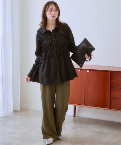 nissen（ニッセン）の「シャーリングデザインシャツチュニック（その他トップス・レディース・ブラック/ブルー/オフホワイト・S/M/L/LL）」の12枚目の写真