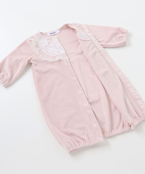 SLAP SLIP BABY（スラップスリップベビー）の「フリルラウンド切り替えベロア2WAYオールベビー(50~70cm)（ロンパース・キッズ・オフホワイト/ピンク・FREE）」の14枚目の写真