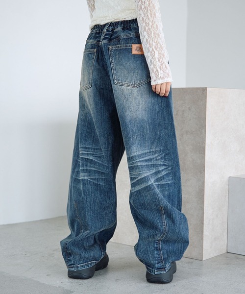 PBLIM（ページボーイリム）の「《UNISEX》スラブブリーチデニム（デニムパンツ・レディース・ブルー/ブラック・LARGE/MEDIUM）」の5枚目の写真