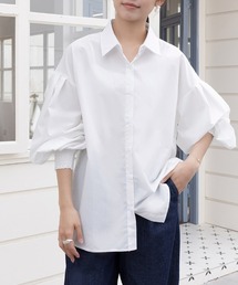 Americana ⿻ スリット ロング シャツワンピース ロゴ 白 ルーズ