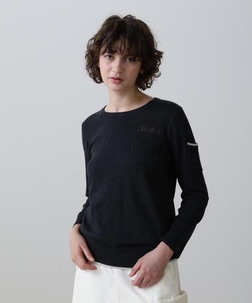 AVIREX(アヴィレックス)の「FATIGUE KNIT TOPS/ファティーグニットトップス(ニット/セーター・レディース・レッド/ブラック/ホワイト系2・L/M/S)」の3枚目の写真