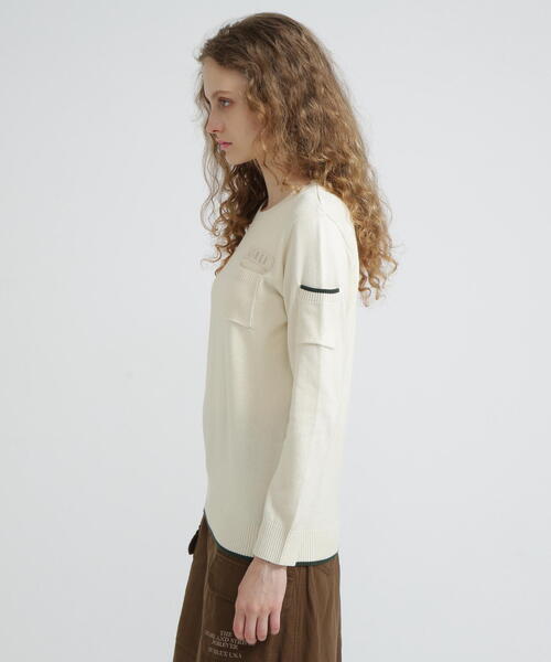 AVIREX(アヴィレックス)の「FATIGUE KNIT TOPS/ファティーグニットトップス(ニット/セーター・レディース・レッド/ブラック/ホワイト系2・L/M/S)」の11枚目の写真