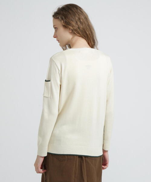 AVIREX(アヴィレックス)の「FATIGUE KNIT TOPS/ファティーグニットトップス(ニット/セーター・レディース・レッド/ブラック/ホワイト系2・L/M/S)」の12枚目の写真