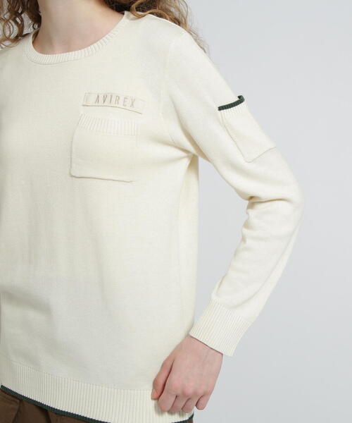 AVIREX(アヴィレックス)の「FATIGUE KNIT TOPS/ファティーグニットトップス(ニット/セーター・レディース・レッド/ブラック/ホワイト系2・L/M/S)」の14枚目の写真