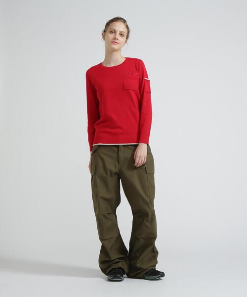 AVIREX(アヴィレックス)の「FATIGUE KNIT TOPS/ファティーグニットトップス(ニット/セーター・レディース・レッド/ブラック/ホワイト系2・L/M/S)」の22枚目の写真