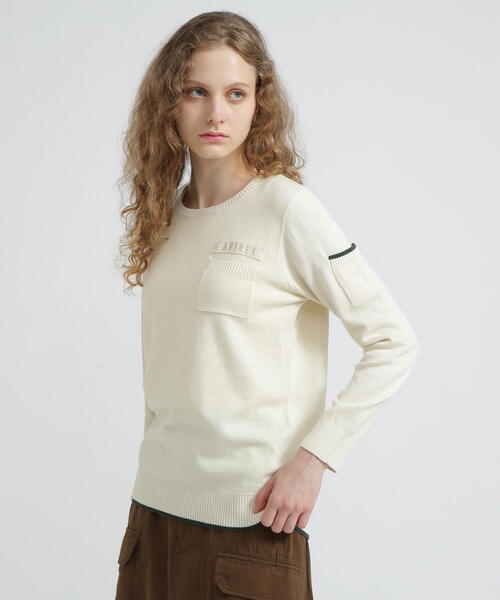 AVIREX(アヴィレックス)の「FATIGUE KNIT TOPS/ファティーグニットトップス(ニット/セーター・レディース・レッド/ブラック/ホワイト系2・L/M/S)」の9枚目の写真