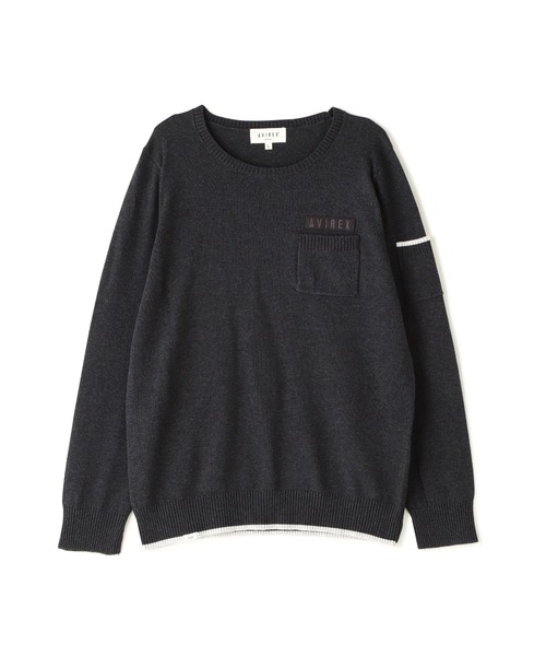 AVIREX(アヴィレックス)の「FATIGUE KNIT TOPS/ファティーグニットトップス(ニット/セーター・レディース・レッド/ブラック/ホワイト系2・L/M/S)」の6枚目の写真