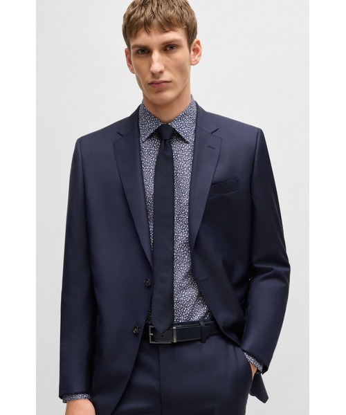 BOSS(ボス)の「スリムフィットシャツ プリント ストレッチコットンポプリン(シャツ/ブラウス・メンズ・ネイビー・44R/43R/42R/41R/40R/39R/38R)」の4枚目の写真