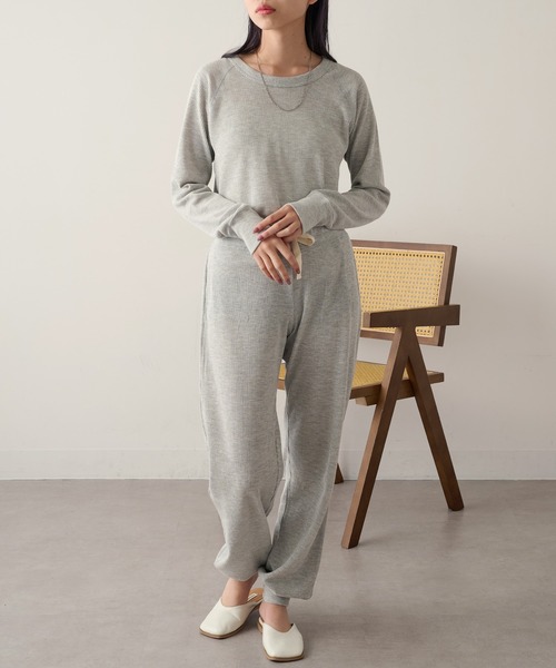 HANES(ヘインズ)の「【Hanes】ワッフルロングパンツ セットアップ対応 HW9-C503(その他パンツ・レディース・グレー/レッド/ネイビー・FREE)」の8枚目の写真