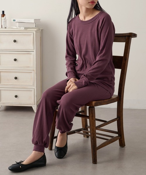 HANES(ヘインズ)の「【Hanes】ワッフルロングパンツ セットアップ対応 HW9-C503(その他パンツ・レディース・グレー/レッド/ネイビー・FREE)」の16枚目の写真