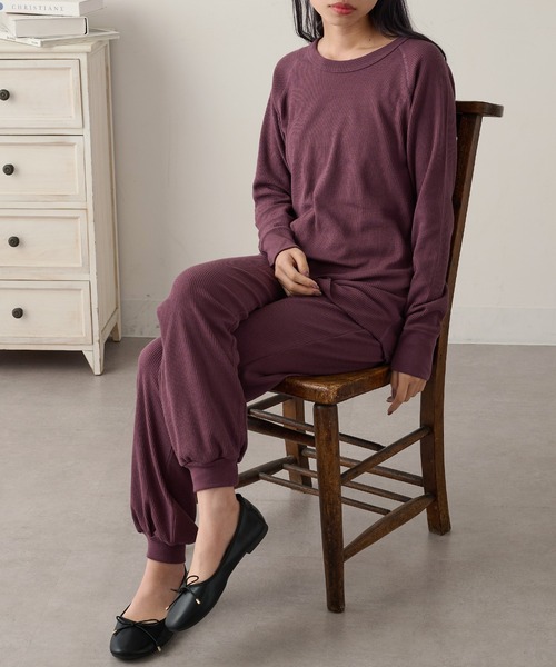 HANES(ヘインズ)の「【Hanes】ワッフルロングパンツ セットアップ対応 HW9-C503(その他パンツ・レディース・グレー/レッド/ネイビー・FREE)」の17枚目の写真