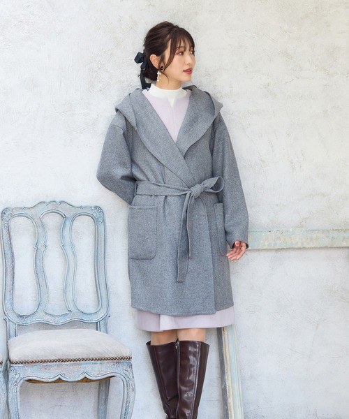 46✨未使用級 ローズティアラ フーディ フォクスファー アンゴラ混 コート 46✨未使用級 ローズティアラ フーディ フォクスファー アンゴラ