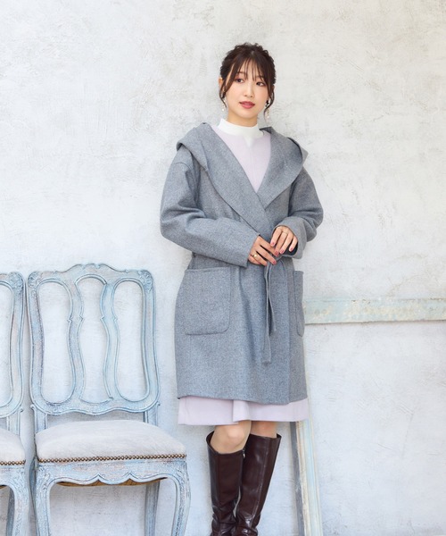 Rose Tiara（ローズティアラ）の「ダブルフェイスコート（その他アウター・レディース・ネイビー/ピンク/チャコールグレー・FREE）」の4枚目の写真